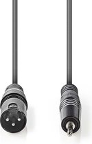 Nedis Gebalanceerde Audiokabel - XLR 3-Pins Male - 3,5 mm Male - Vernikkeld - 1.50 m - Rond - PVC - Donkergrijs - Kartonnen Sleeve