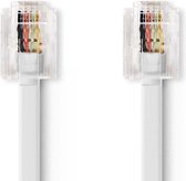 Nedis Telecomkabel | RJ11 Male | RJ11 Male | 2.00 m | Design kabel: Plat | Kabeltype: RJ11 | Transparant / Wit