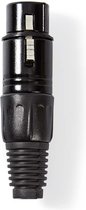 Nedis XLR-Connector - Recht - Female - Vernikkeld - Solderen - Diameter kabelinvoer: 5.0 mm - Metaal - Zwart - 1 Stuks - Polybag