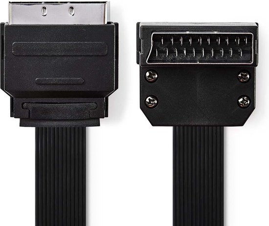 Nedis SCART-Kabel - SCART Male - SCART Male - Vernikkeld - 480p - 2.00 m - Plat - PVC - Zwart - Envelop - Nedis
