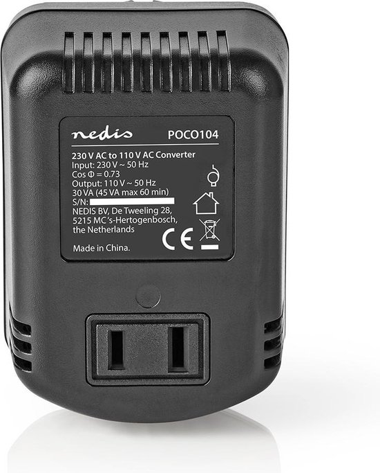 vocaal niezen auditie Nedis Power Converter | Netvoeding | 230 VAC 50 Hz | Uitgangs voltage: 110  VAC | 45 W... | bol.com