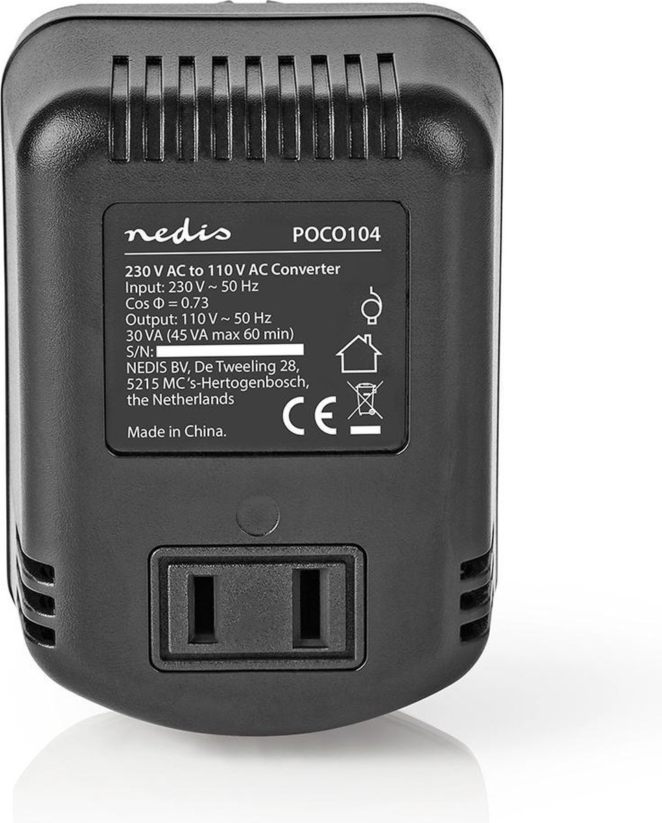 Nedis Power Converter - Netvoeding - 230 V AC 50 Hz - 30 W - Randaarde stekker - Zwart