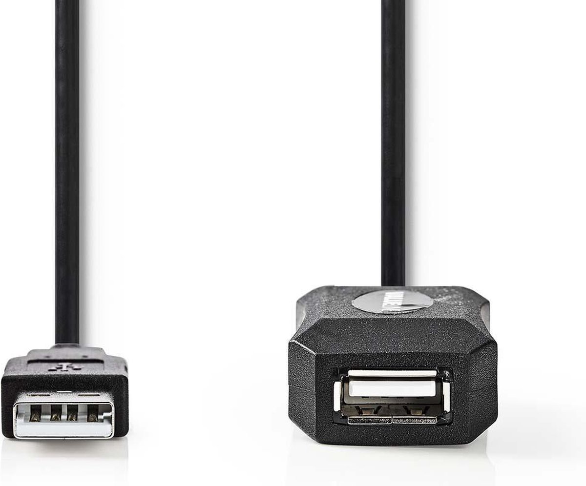 Actieve USB 2.0-Verlengkabel | A Male - A Female | 25 m | Zwart