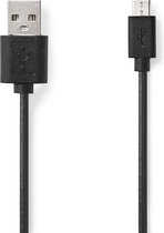 Nedis USB-Kabel - USB 2.0 - USB-A Male - USB Micro-B Male - 7.5 W - 480 Mbps - Vernikkeld - 2.00 m - Rond - PVC - Zwart - Label