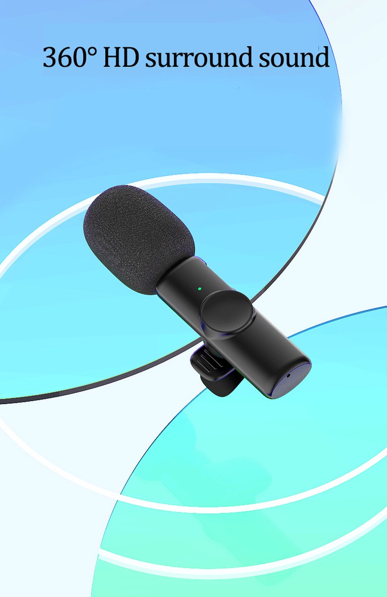 WINNES Micro-cravate sans fil pour IOS & ANDROID & Type-C, Plug & Play Mini- microphone