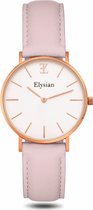 Elysian - Dames Horloge - Rose Goud Roze Leer - Waterdicht - 36mm