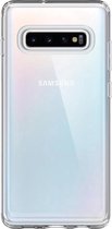Samsung S10+ hoesje transparant - Flexibel Jelly cover Samsung Galaxy S10 Plus hoesje - Transparant  - Telefoonhouder meegeleverd - PLUS variant