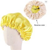 Kinderen slaapmuts - Haarverzorging - Kinderen hair bonnet - Verstelbare elastische band - Geel - Satijnen slaapmuts - Satijn bonnet - Bonnet - Kind - Nachtmuts - Sleep cap – Kinde