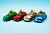 Wolfsburg Christmas Cars - Set van 4 - Originele kerstballen - Leuke kerstdecoratie - Kerstauto's  in 4 kleuren
