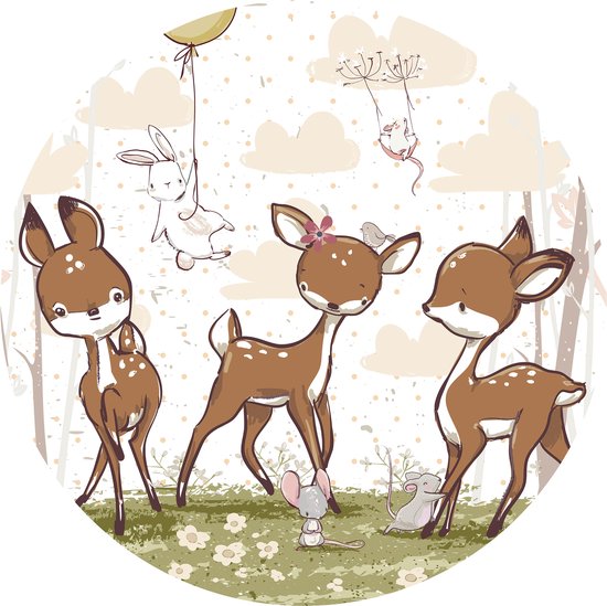 Papier peint non tissé - Wall Circle Deer – Papier peint intissé Wall Circle – Ø 182 cm