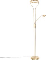 QAZQA divo - Moderne LED Dimbare Vloerlamp | Staande Lamp  met Dimmer met leeslamp - 1 lichts - H 1950 mm - Goud/messing -  Woonkamer | Slaapkamer | Keuken