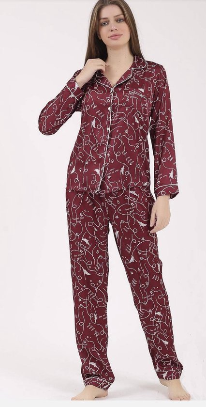 bemanning Higgins formaat Satijn Dames Pyjama Set Parel Rood Maat S | bol.com
