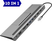 Lention® USB C Hub Adapter Universeel - Docking station Splitter Laptopstandaard - 10 in 1 - voor Apple Macbook Microsoft en meer