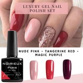 NOIRIEUX® Premium Gellak - Nagellak - Gel nagellak - Nude Pink, Tangerine Red & Magic Purple