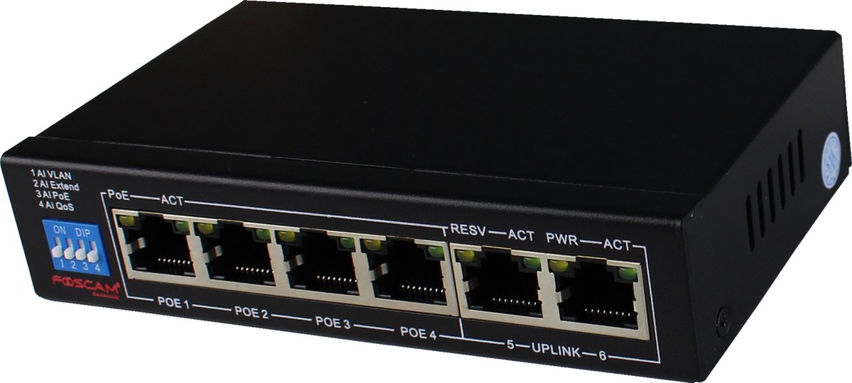 Foscam PS106G Netwerkswitch - 4+2-poort Gigabit PoE Switch