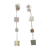 Oorhangers - Zilverkleurig - Met vierkante hangertjes - 8 Centimeter - Damesdingetjes
