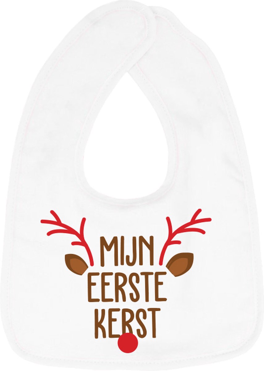 Goedkoopste Hospitrix Slabbetje met Tekst Mijn Eerste Kerst 2.0 Wit - Kerstcadeau - Cadeau Zwangerschap - Baby Kwijldoek - Kwijllap - Morslap - Bavette