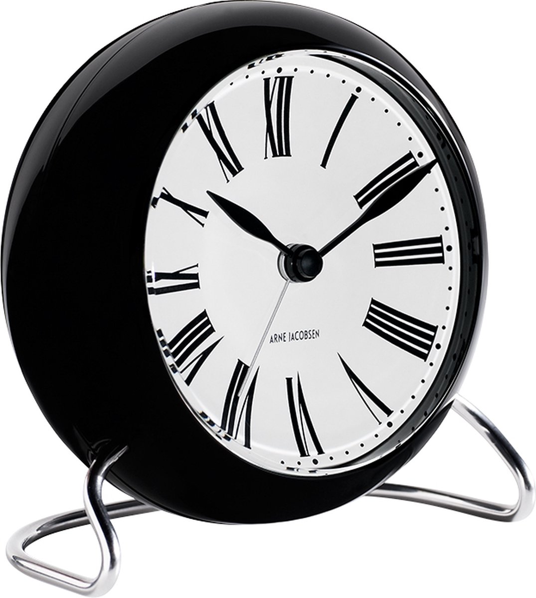Arne Jacobsen - Roman tableclock black/white Ø11 cm alarm