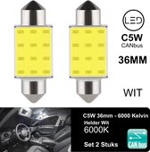 ( Set 2 Stuks ) C5W 36mm Wit 6000K 12V LED CANbus Geschikt met ESP CHIP foutloos - 3030 SMD - 6000 Kelvin -950 Lumen