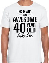 Awesome 40 year - geweldige 40 jaar cadeau t-shirt wit heren -  Verjaardag cadeau L