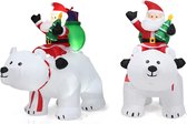 Opblaasbare Kerstman ijsbeer - Met Wiebelend Hoofd - Kerstdecoratie - Kerstfiguur - LED Binnenverlichting - Incl Ventilator/Montage - Kerstmis - Kerst - 200 cm