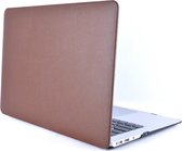 Macbook Case Cover Hoes voor Macbook Air 13 inch t/m 2017 A1466 - A1369 - Laptop Cover - Hard Shell - PU Leder Look - Bruin