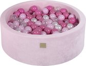 Ballenbak VELVET Poeder Roze - 90x30 incl. 200 ballen - Pastel Roze, Licht Roze, Transparant, Parel Wit