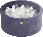 Ronde ballenbak VELVET 90x40 - Grijs-Blauw incl 300 ballen - Wit, Transparant | Ballenbakje.nl