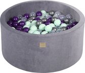 Ronde ballenbak VELVET 90x40 - Steel incl 300 ballen - Violet, Mint, Transparant, Zilver | Ballenbakje.nl
