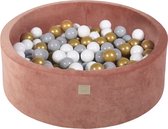 Ronde ballenbak VELVET 90x30 - Masala Rood incl 200 ballen - Grijs, Goud, Wit | Ballenbakje.nl