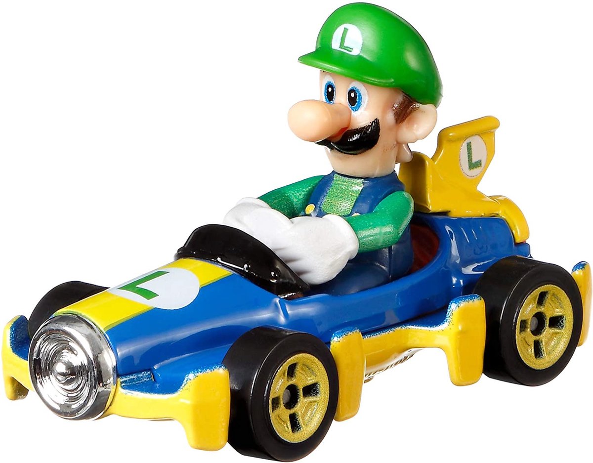 Hot Wheels Mario Kart Replica Diecast Luigi, Mach 8 - Hot Wheels