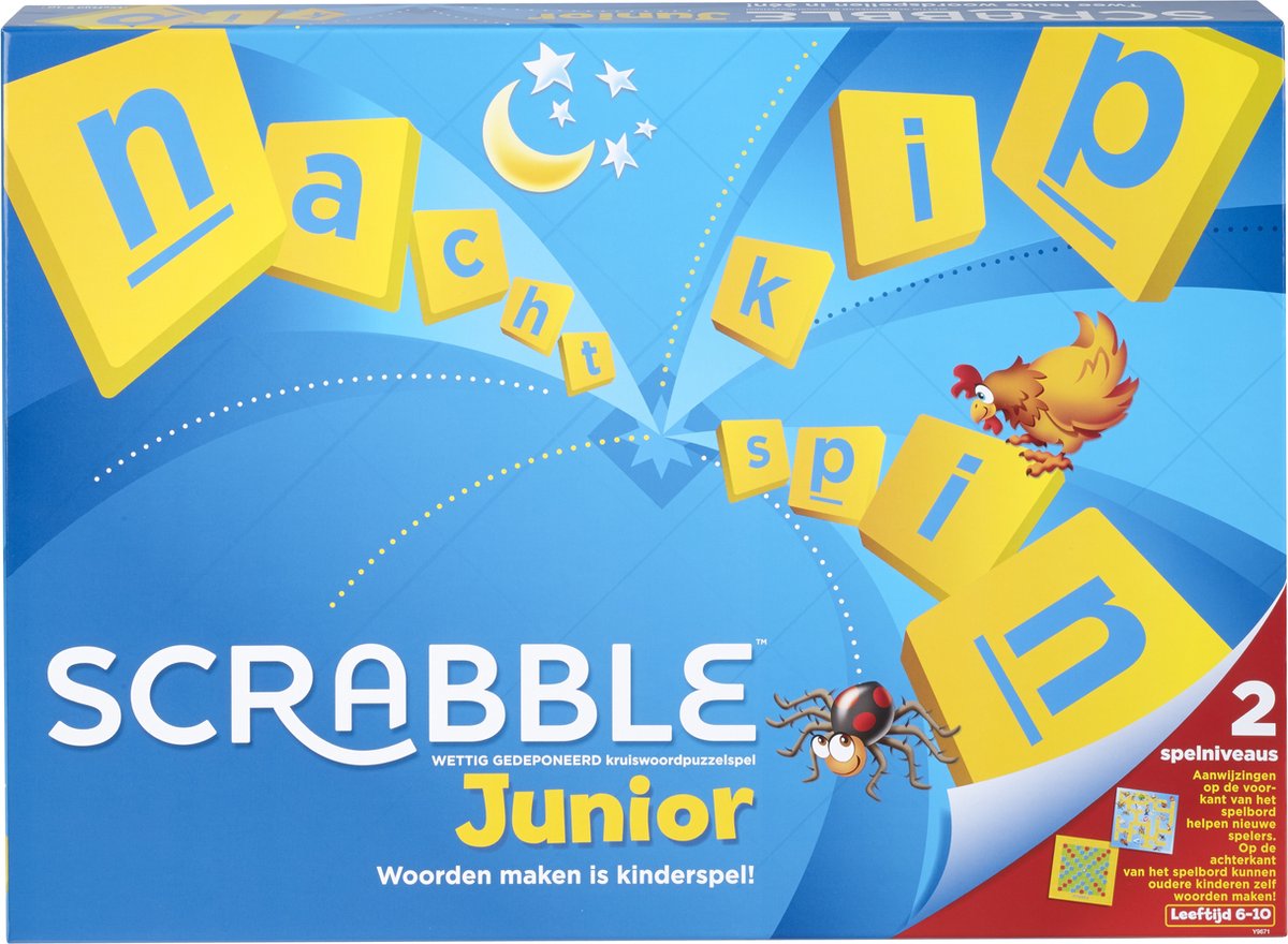 jeu de société et de lettres pour enfants dès 6 ans version anglaise Scrabble Junior Y9667 