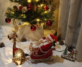 Handgemaakte duurzame kokosnoot nachtlamp rendier met slee (kerstman niet inbegrepen) – Eco-Friendly Handmade night lamp reindeer with sleigh sitting (Santa not included)