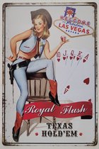 Royal Flush Texas Hold em Las Vegas Reclamebord van metaal METALEN-WANDBORD - MUURPLAAT - VINTAGE - RETRO - HORECA- BORD-WANDDECORATIE -TEKSTBORD - DECORATIEBORD - RECLAMEPLAAT - WANDPLAAT - NOSTALGIE -CAFE- BAR -MANCAVE- KROEG- MAN CAVE