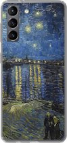 Geschikt voor Samsung Galaxy S21 hoesje - Sterrennacht boven de Orsay Parijs - Vincent Van Gogh - Siliconen Telefoonhoesje