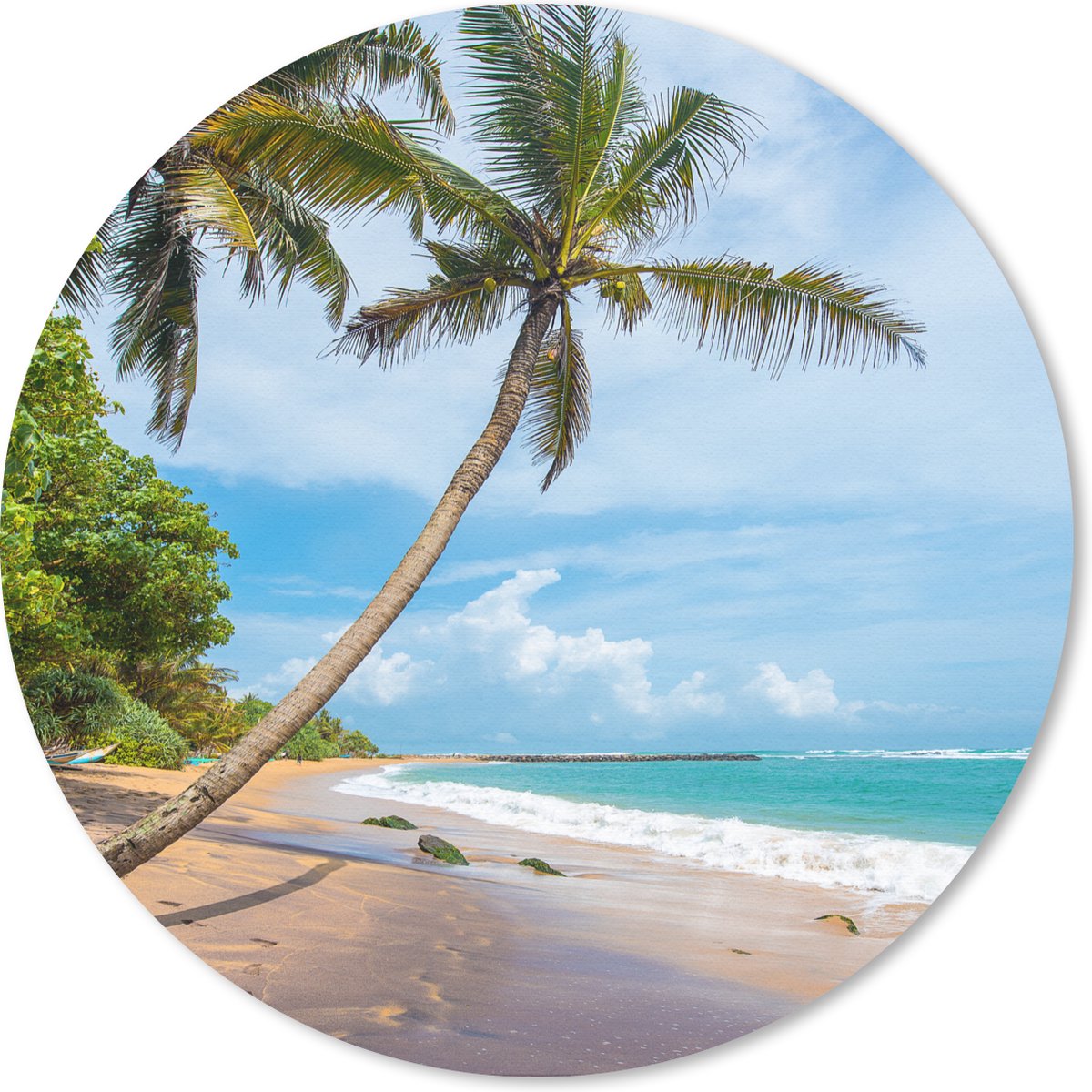 Muismat rond 50x50 cm - Mousepad Palmboom - Strand - Zee - Ronde muismatten