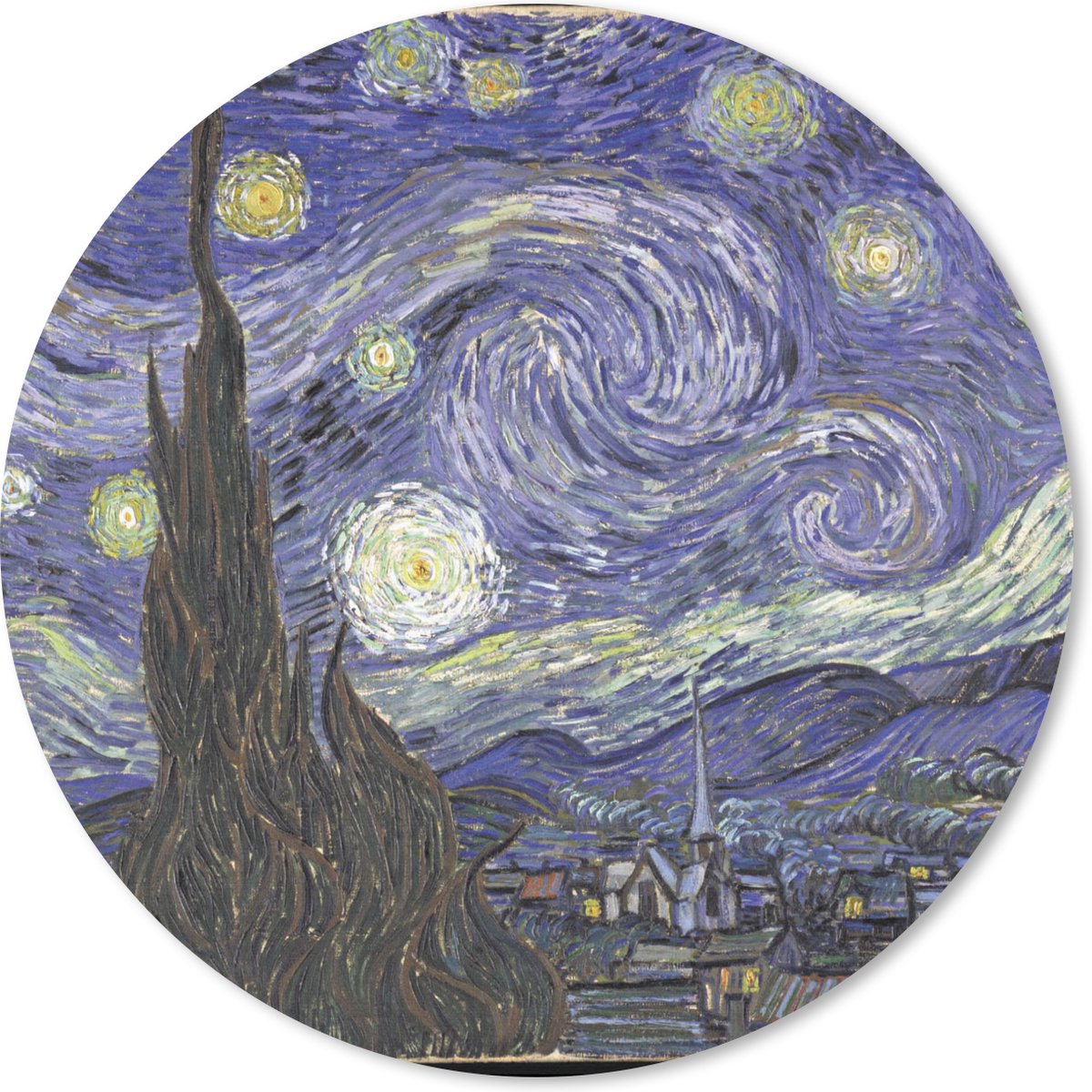Muismat rond 40x40 cm - Mousepad Sterrennacht - Vincent van Gogh - Ronde muismatten