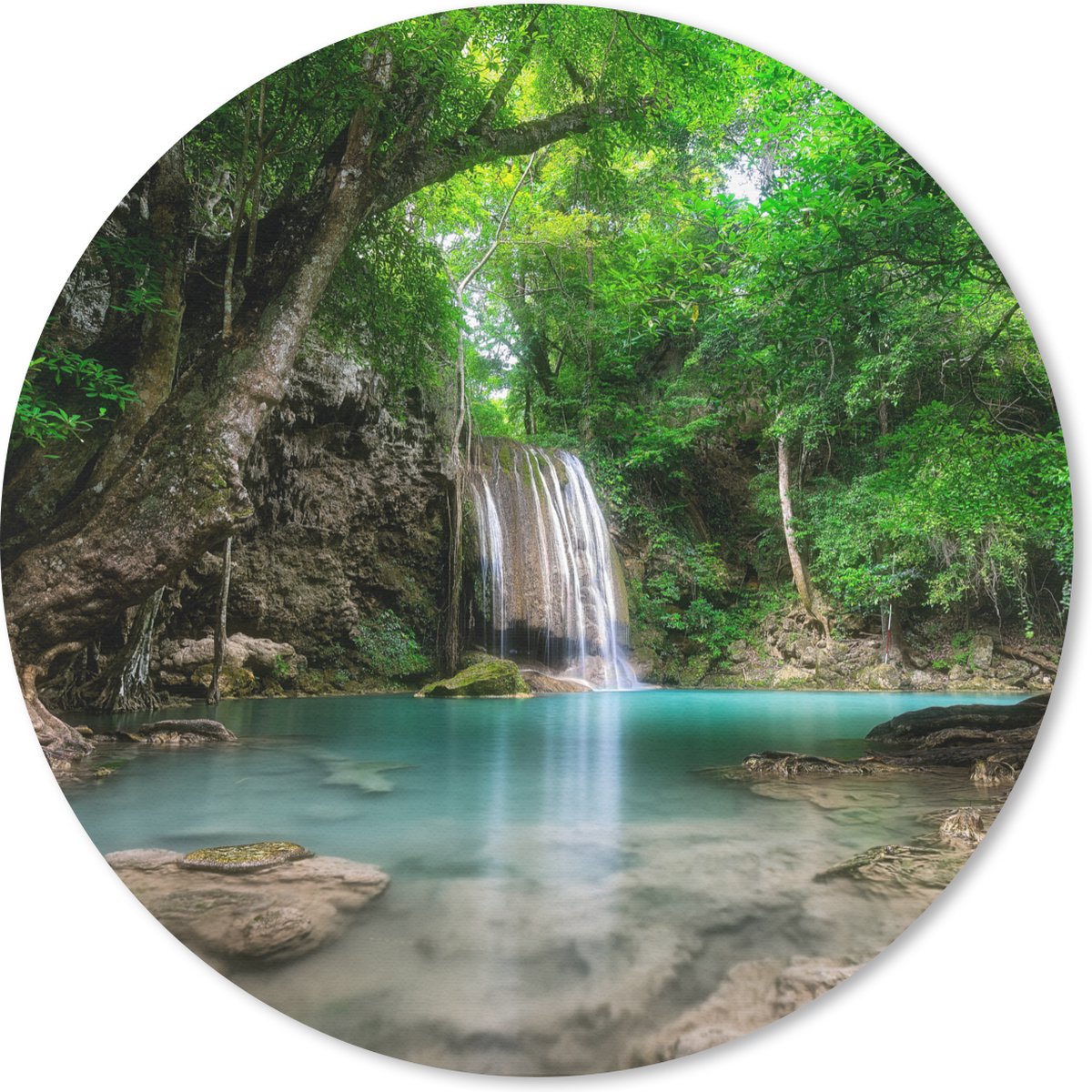 Muismat rond 20x20 cm - Mousepad Erawan Waterval in Kanchanaburi, Thailand. - Ronde muismatten