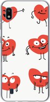 Geschikt voor Samsung Galaxy A10 hoesje - Een illustratie van negen hartjes met emoties - Siliconen Telefoonhoesje