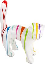 Beeld Kat 45cm - Statue Chat Trash - Wit Drip - Decoratie - Polyester - Voor Binnen en Buiten - Popart