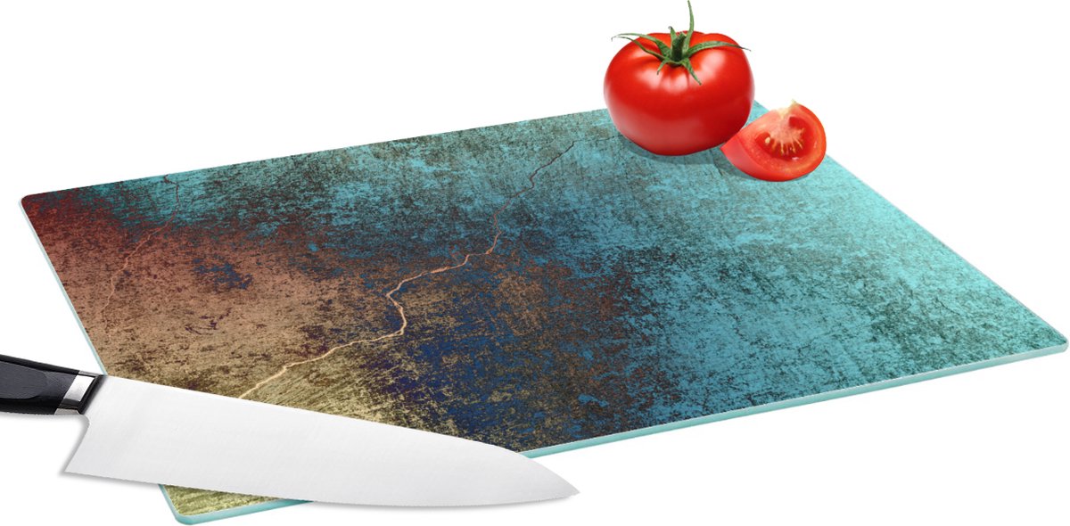 Glazen Snijplank - 39x28 - Gekleurde muur met een scheur - Snijplanken Glas
