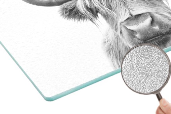Planche à découper en Verres - 39x28 - Highlander écossais - Vache - Zwart - Wit - Planches à découper en Glas