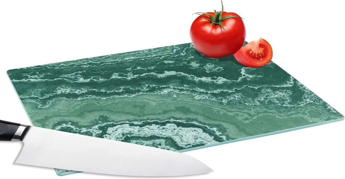 Glazen Snijplank - 28x20 - Marmer - Agaat - Groen - Snijplanken Glas