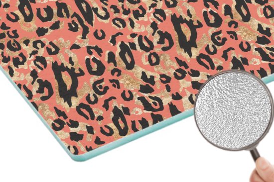 Planche à découper en Verres - 39 x 28 - imprimé animal - panthère - rose - Planches à découper en Glas
