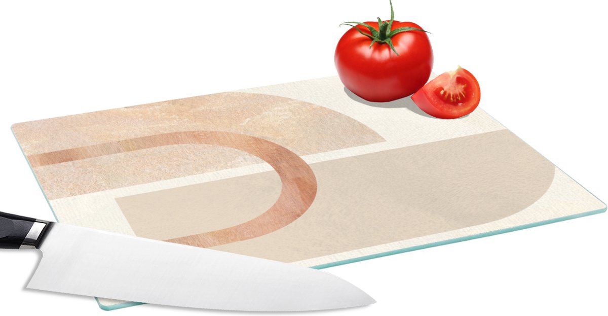 Glazen Snijplank - 28x20 - Design - Roze - Beige - Snijplanken Glas