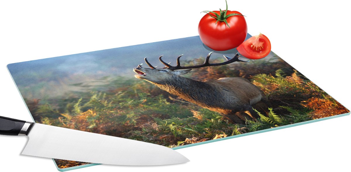 Glazen Snijplank - 39x28 - Hert - Dieren - Planten - Snijplanken Glas