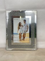 Fotolijst dubbele spiegelrand - 10 x 15 cm fotoformaat   - Zilverkleurig - 18x23x0,5 cm