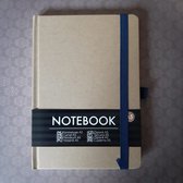 Notitieboek met elastiek en penloop - bruin - marineblauw