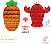 ESSENTIALS73 Fidget Pop It Set van 2: Kreeft + Wortel - TikTok - Lobster - Carrot