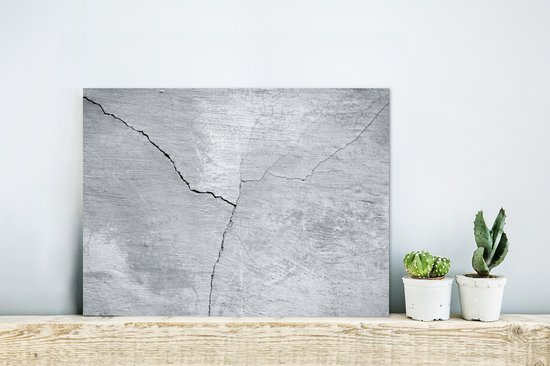 Aluminium schilderij 40x30 cm - Wanddecoratie metaal - Beton - Scheur - Grijs - Metalen muurdecoratie woonkamer - Decoratie industrieel - Foto op dibond - Industriële accessoires slaapkamer